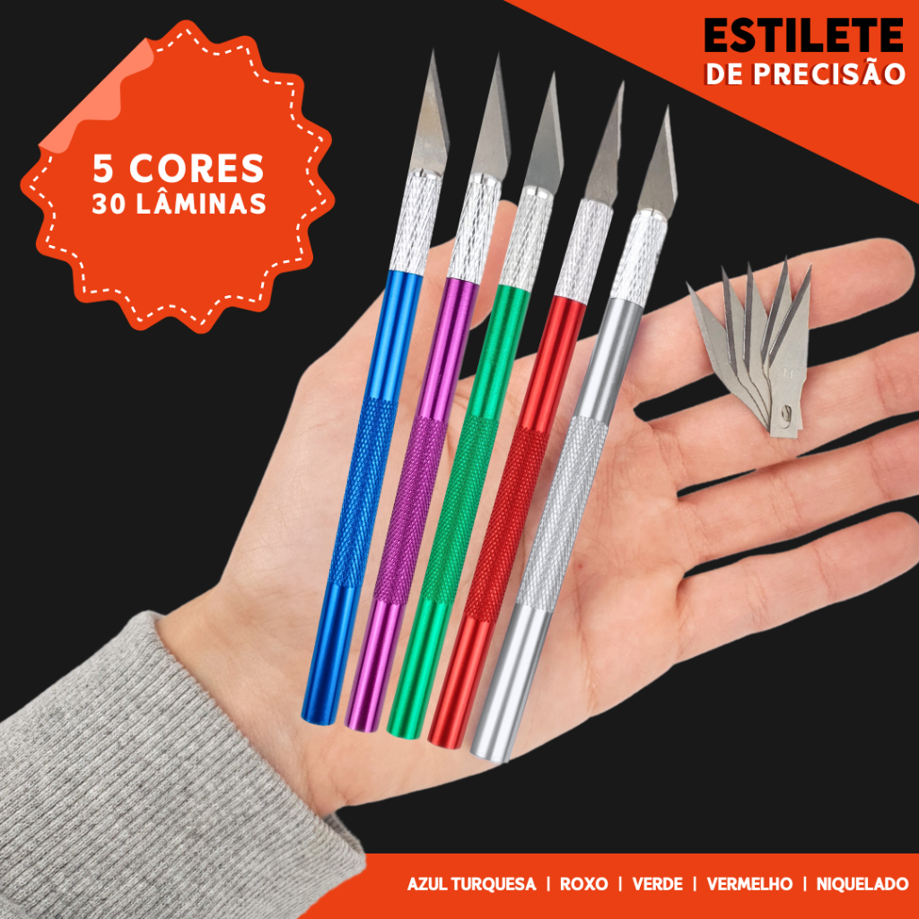 Estilete De Precisão em Alumínio Com 6 Lâminas Afiadas - Criativo para DIY e Corte Fino - NL! em Oferta na Shopee