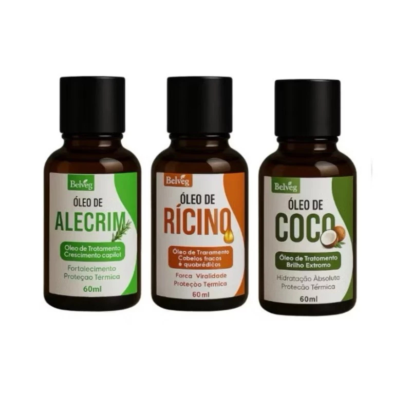 Kit Terapia Capilar Misturinha Belveg Óleo de Coco + Rícino + Alecrim 60ml umectação em Oferta na Shopee