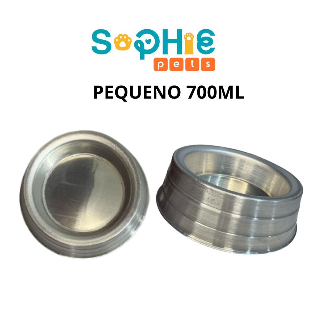 Kit 2 Comedouro Polido Pesado de Alumínio Pequeno 700ml Para Cachorro Gato Pet em Oferta na Shopee
