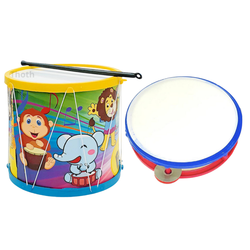 Brinquedo Infantil Kit 2 Instrumentos Bumbo Pandeiro Musical Festa Junina NF