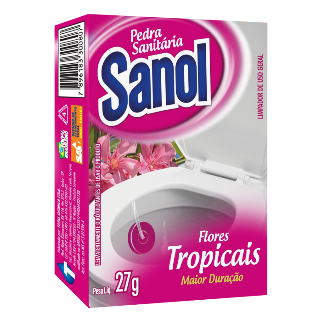 Pedra Sanitária Flores Tropicais 27 g Sanol em Oferta na Shopee