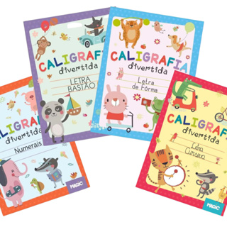 4 Livros De Caligrafia Infantil reforço escolar - Modelos Numerais, letra cursiva, forma e bastão em Oferta na Shopee