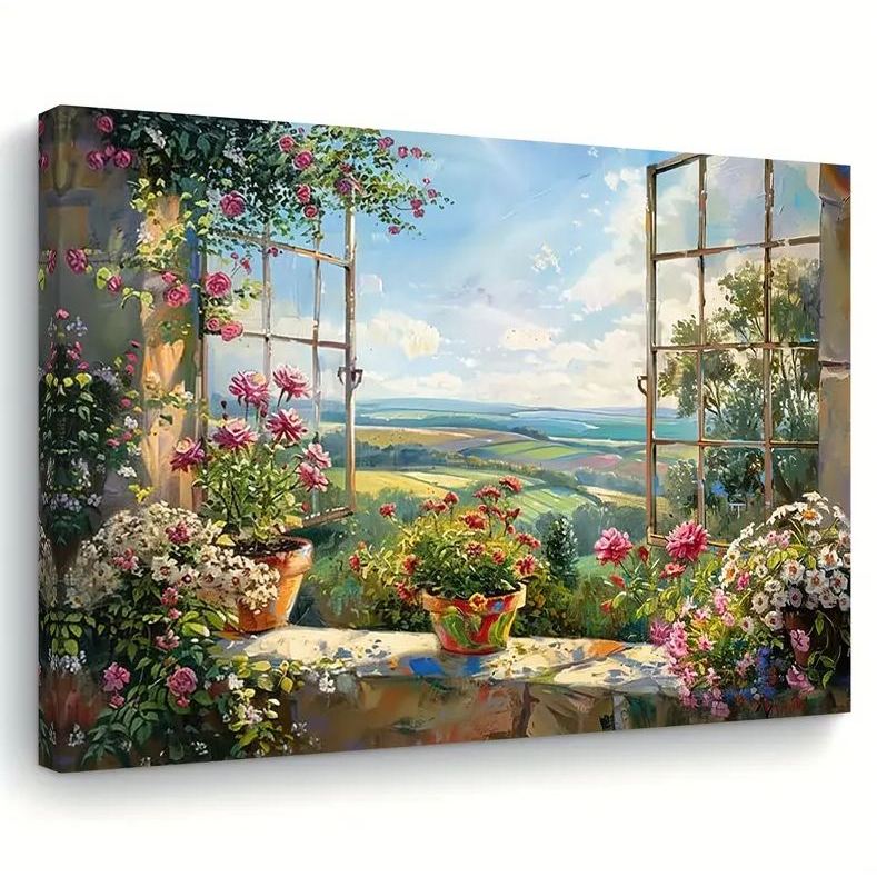 Quadro Decorativo Vista Encantadora de Jardim Campestre - Decoração de Casa Sala Quarto em Oferta na Shopee