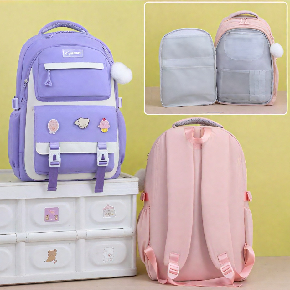 Mochila Escolar De Grande Capacidade Para Estudante Feminina Nylon Impermeavel em Oferta na Shopee