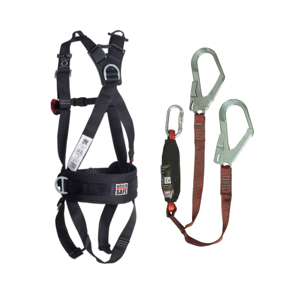 Kit Segurança Cinto Paraquedista 4 Pontos Ancoragem E Talabarte Duplo Y Proteção Altura ultra Safe Epi