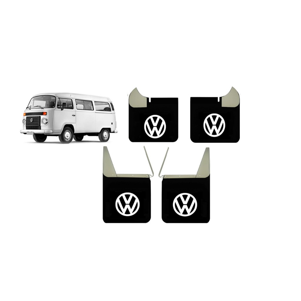 Kit Apara Barro Lameiro Borracha  Inox Kombi COM Logo Volks "W"