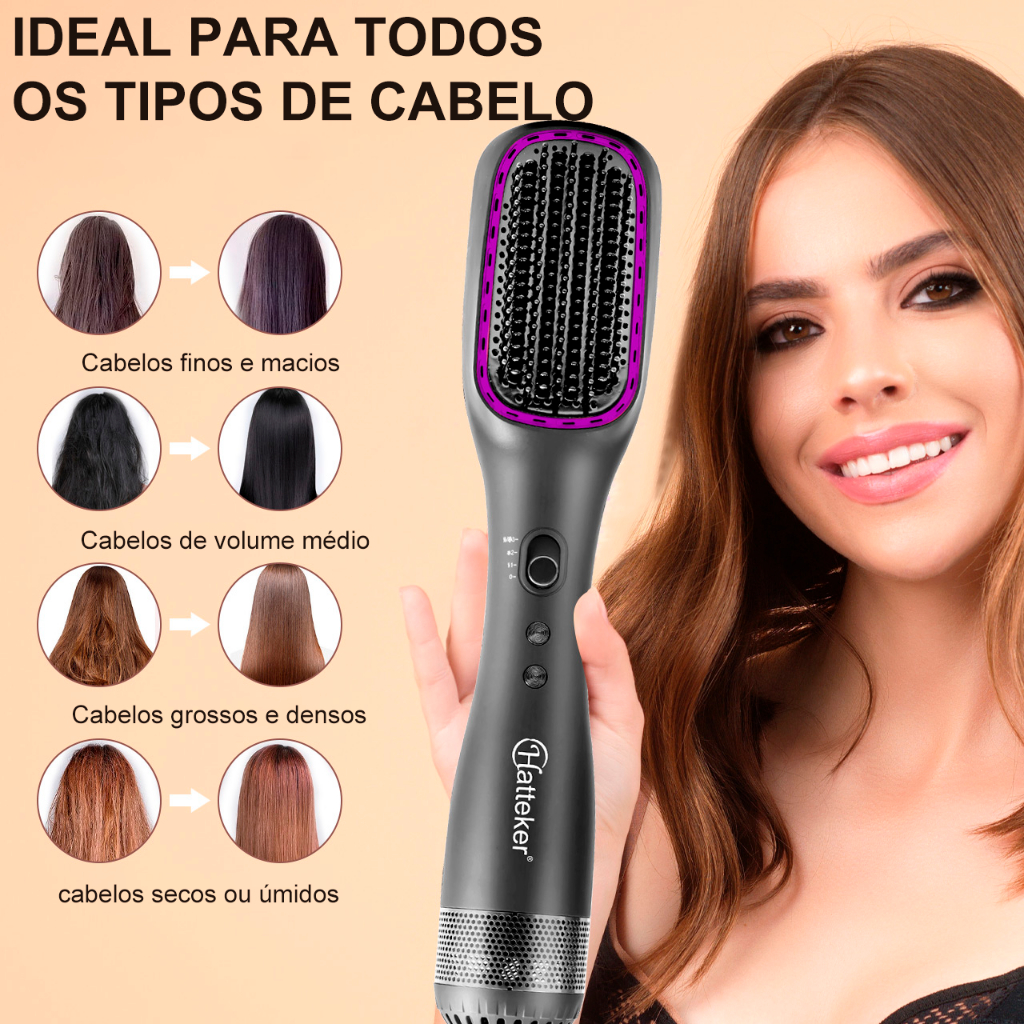 Escova Alisadora e Secar Bem lisa com Íons Negativos para Alisar, Modelar e Hidratar 110v em Oferta na Shopee