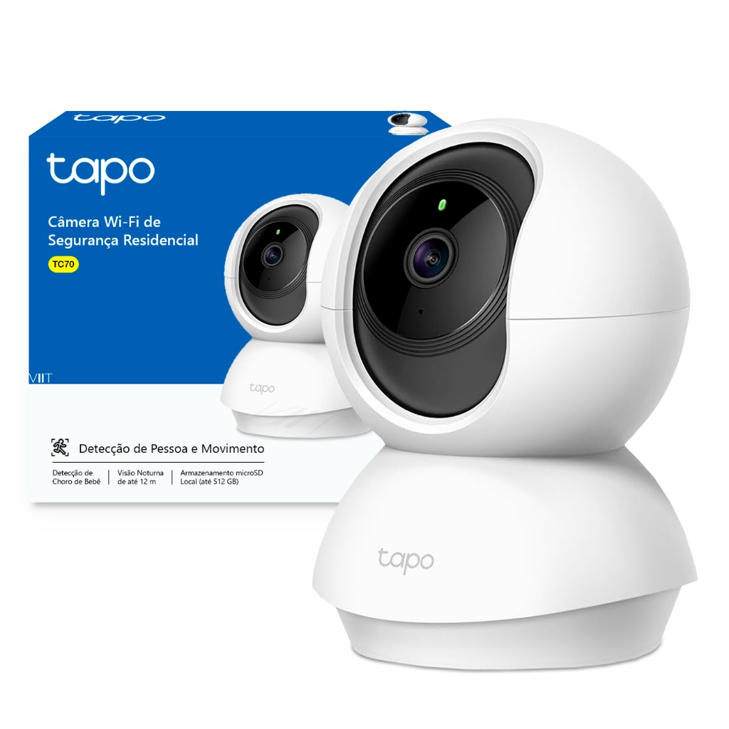 Câmera Segurança Interna Tapo 360 Tp-Link TC70 - Babá Eletrônica, Alexa e Ok Google - Full HD Wi-Fi