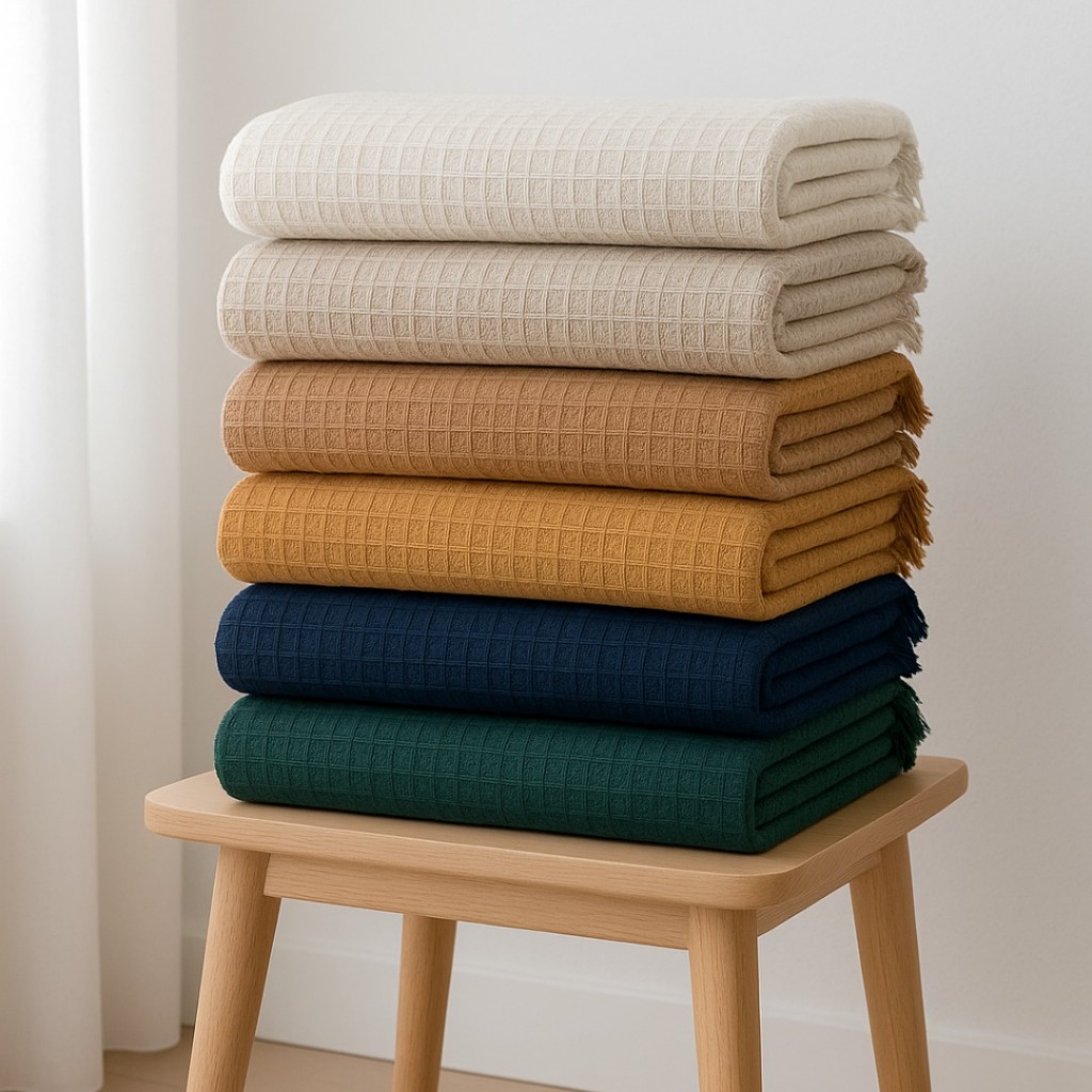 Manta de sofá piquet algodão 2,10X1,50m com franjas estilo boho decorativa e aconchegante! em Oferta na Shopee