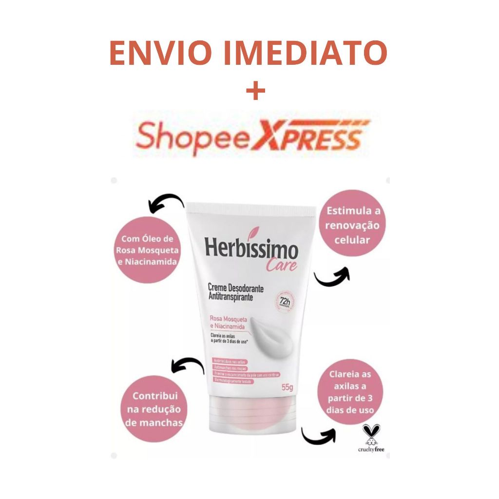 Creme Desodorante Antitranspirante Rosa Mosqueta e Niacinamida Bisnaga 55g Clareador