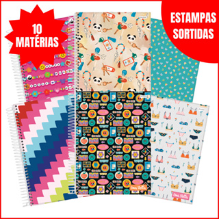 Caderno 10 Matérias Jandaia Stella 160 Folhas Capa Dura Grande Feminino Estampas Variada em Oferta na Shopee