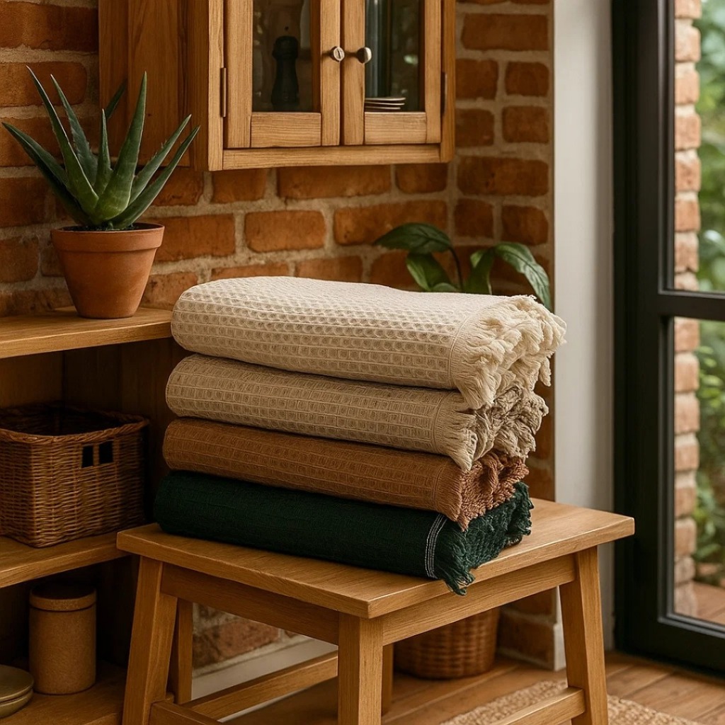 Manta Sofá Piquet Algodão com Franjas Boho - Decorativa Grande 2,10X1,50 em Oferta na Shopee