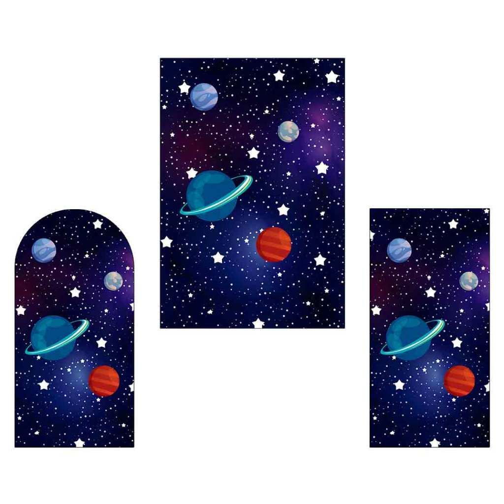 Painel De Festa Vertical - Astronauta Galáxia e Planetas 003 em Oferta na Shopee