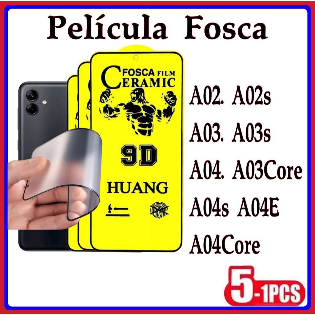Película Fosca Cerâmica Flexível 9D Hidrogel Samsung A02 A02S A03 A03S A03CORE A04 A04S A04E A04CORE