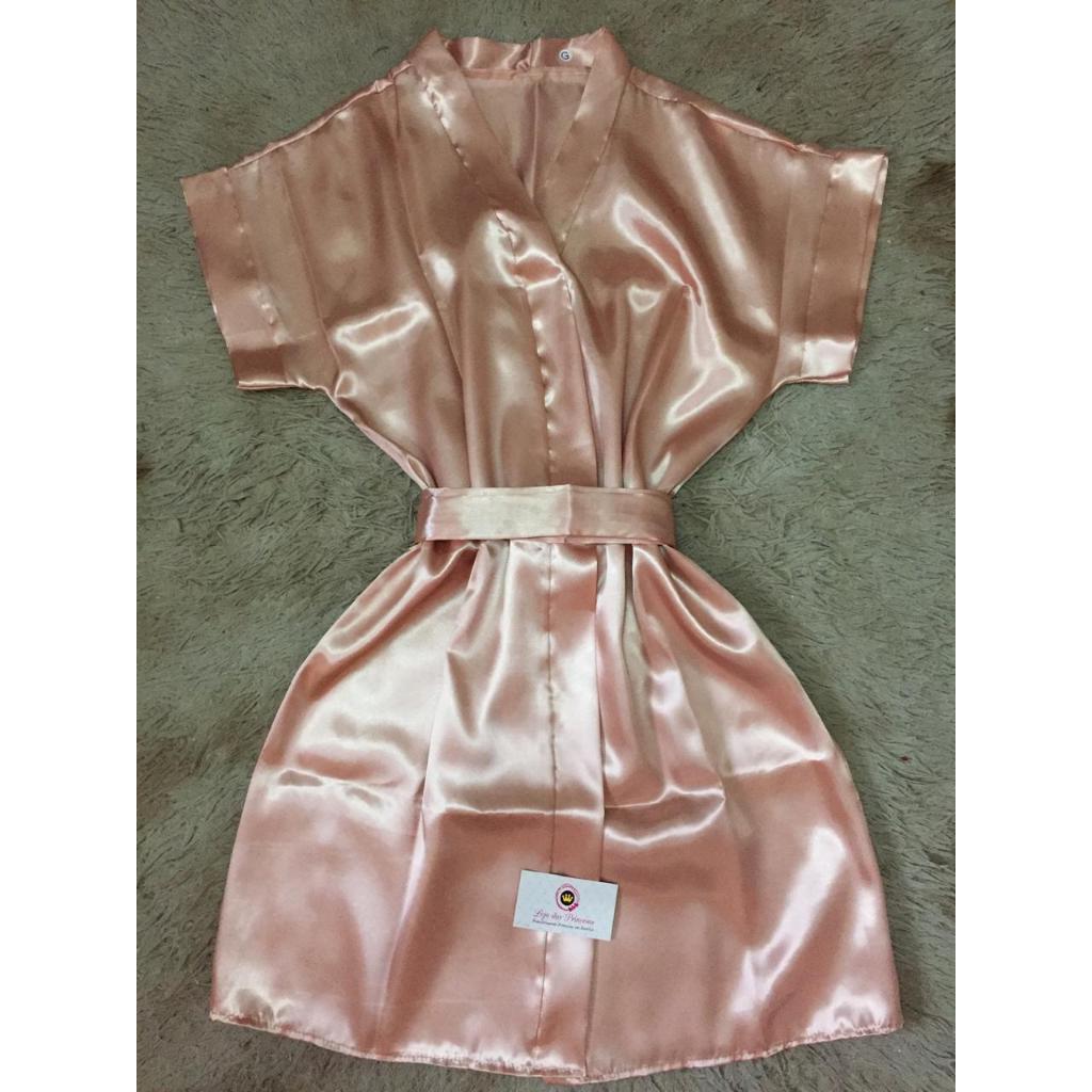 Robe De Cetim Plus Size Liso Sem Bordado