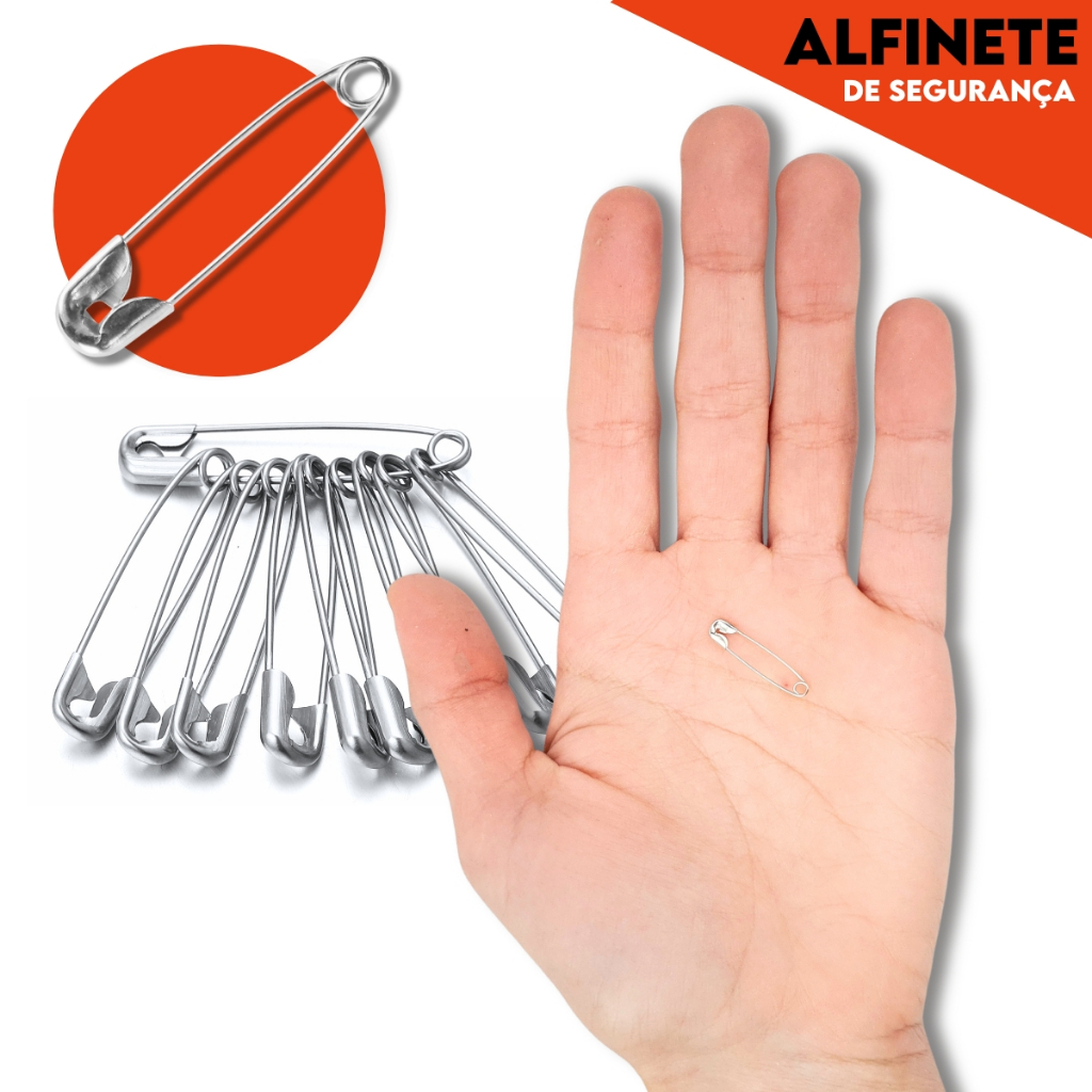 Alfinete de Segurança - Ouro/Prata - Pacote com 100/50 UN - Diversos Tamanhos - MANIA em Oferta na Shopee