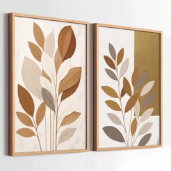 Kit 2 Quadros Decorativos 50x70 Moldura Folhagem Marmorizado Para Sala Quarto