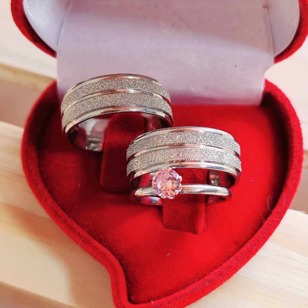 Anel aliança o Par Diamantado 8mm Namoro Compromisso banhado Prata 925 + Gravação COD-48