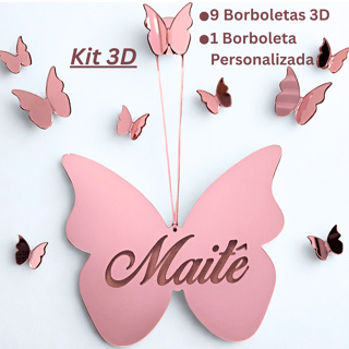 Enfeite Porta Maternidade Borboleta Acrílico Espelhado Quarto Infantil Menina - Nome Personalizado em Oferta na Shopee