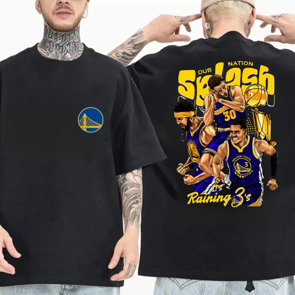 Camiseta Oversized Basquete Basketball Golden State Warriors Lançamento Algodão Premium Despojado em Oferta na Shopee