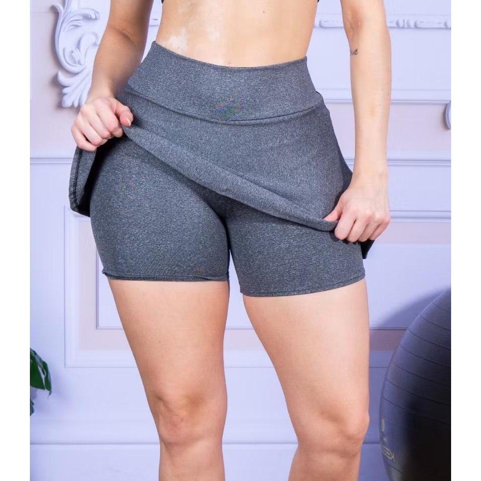 Short Saia Fitness Cintura Alta Legging Academia Tapa Bumbum