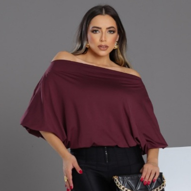 Blusa Feminina Ciganinha Ombro A Ombro Blusa Manga 3/4 Curta em Oferta na Shopee