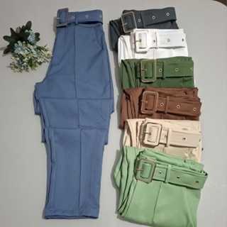 Calça Alfaiataria Social Feminina Tradicional Reta Con Cinto Estiloloso Tendencia em Oferta na Shopee