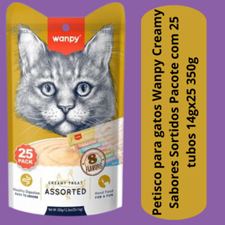 Petisco para gatos Wanpy Creamy Sabores Sortidos Pacote com 25 tubos 14gx25 350g - TRULY em Oferta na Shopee