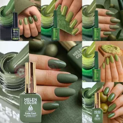 Esmalte em gel Verde Oliva Abacate Pistache Militar Helen Color Real Love Tons Fechados