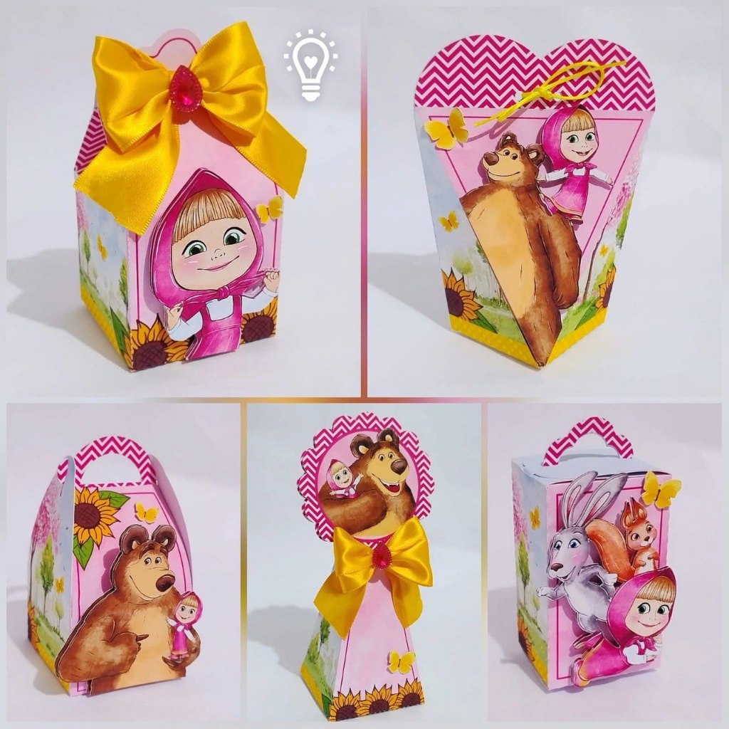 Kit Personalizado MASHA E O URSO DESMONTADO / Kit Festa Caixinhas Personalizadas / Lembrancinhas Mimos Aniversários