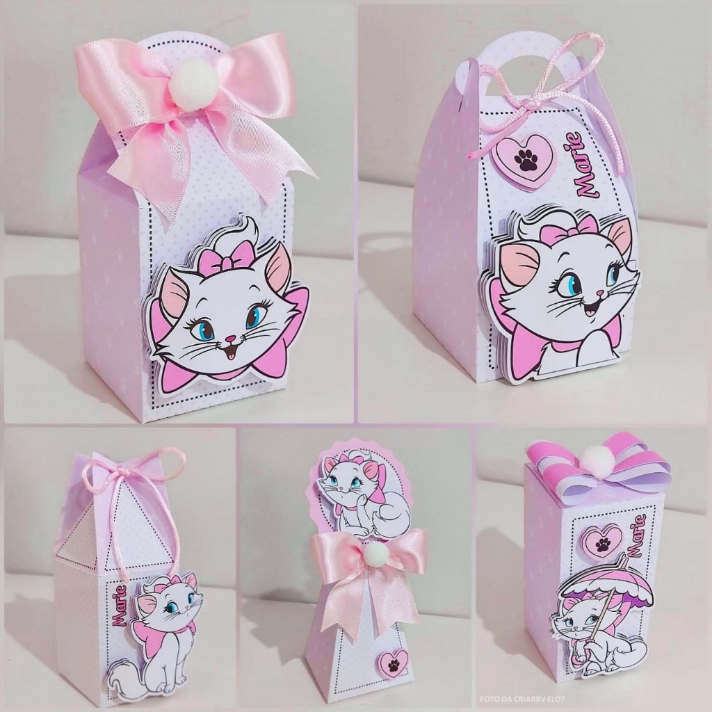 Kit Personalizado GATINHA MARRIE DESMONTADO / Kit Festa Caixinhas Personalizadas / Lembrancinhas Mimos Aniversários