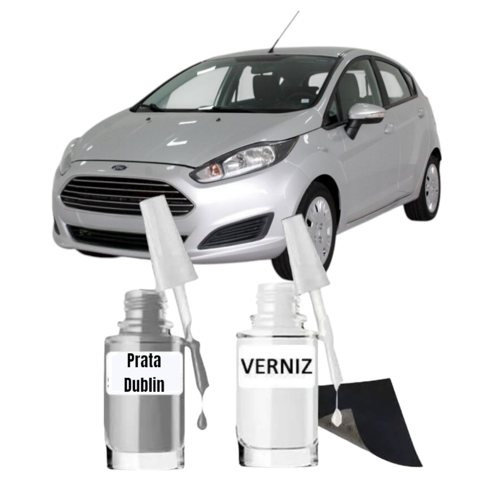 Tinta Tira Risco Prata Dublin Ford New Fiesta + Verniz 10ML em Oferta na Shopee