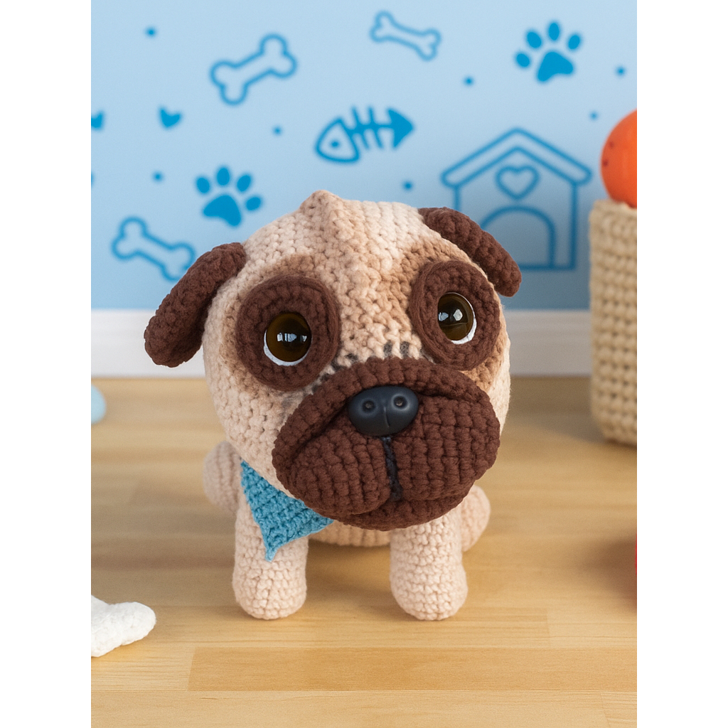 Cachorro Raça Pug Amigurumi – Presente Artesanal