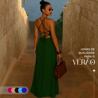 Vestido Longo Liso Com Fenda Alças Reguláveis Festa Casamento Madrinha Convidada Costas Reguláveis em Oferta na Shopee