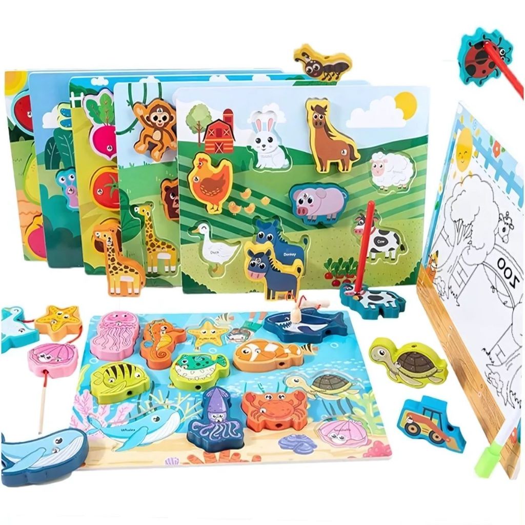 Pescaria Encaixe Divertido 3x1 Alinhavo Quadro Branco MDF Montessori Brinquedo Educativo Sensorial em Oferta na Shopee