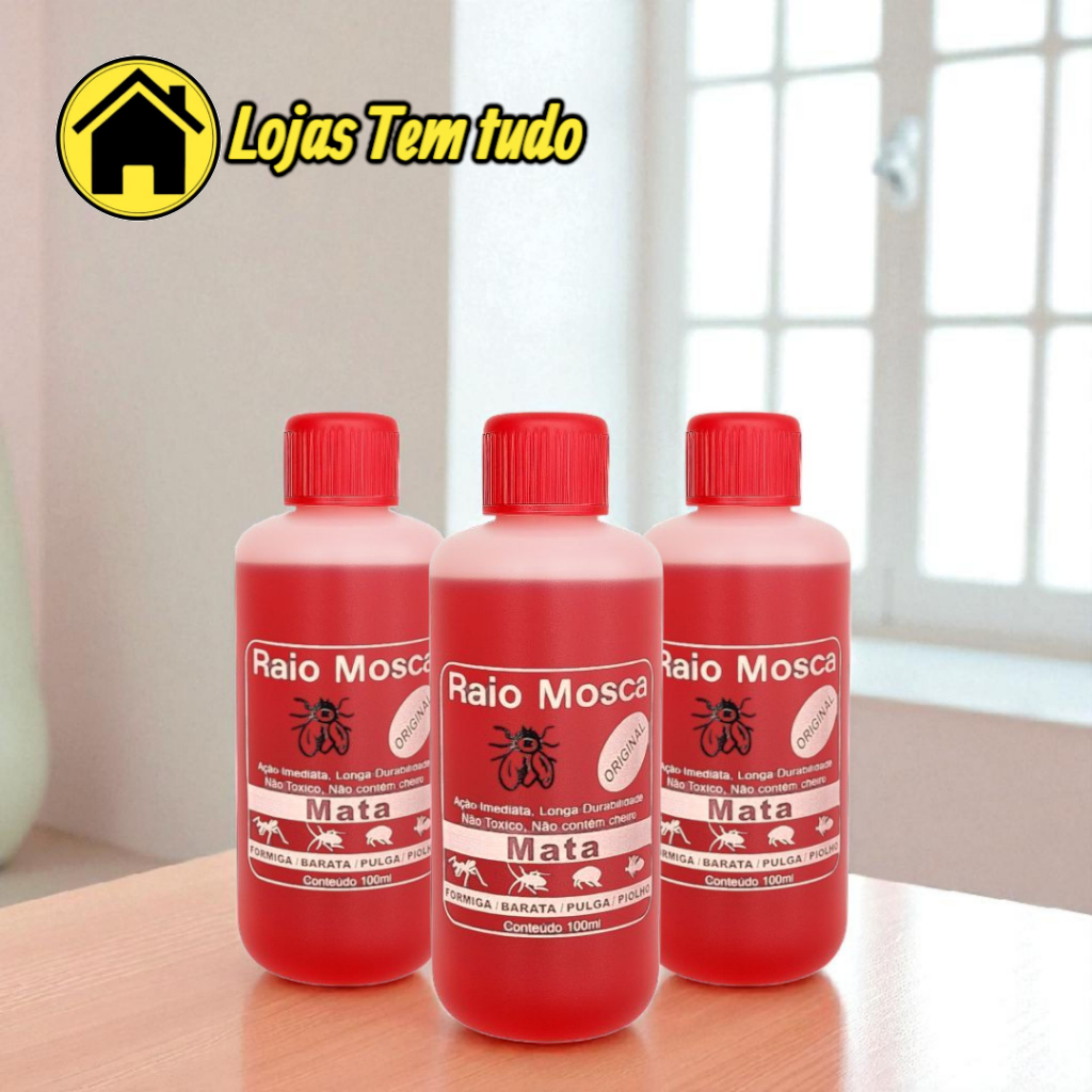 Kit 3 unidades - Mosca / Piolho / Formiga / Lêndeas Raio 100ml