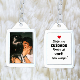 Chaveiro Personalizado Frente e Verso Dirija com Cuidado Presente Casal