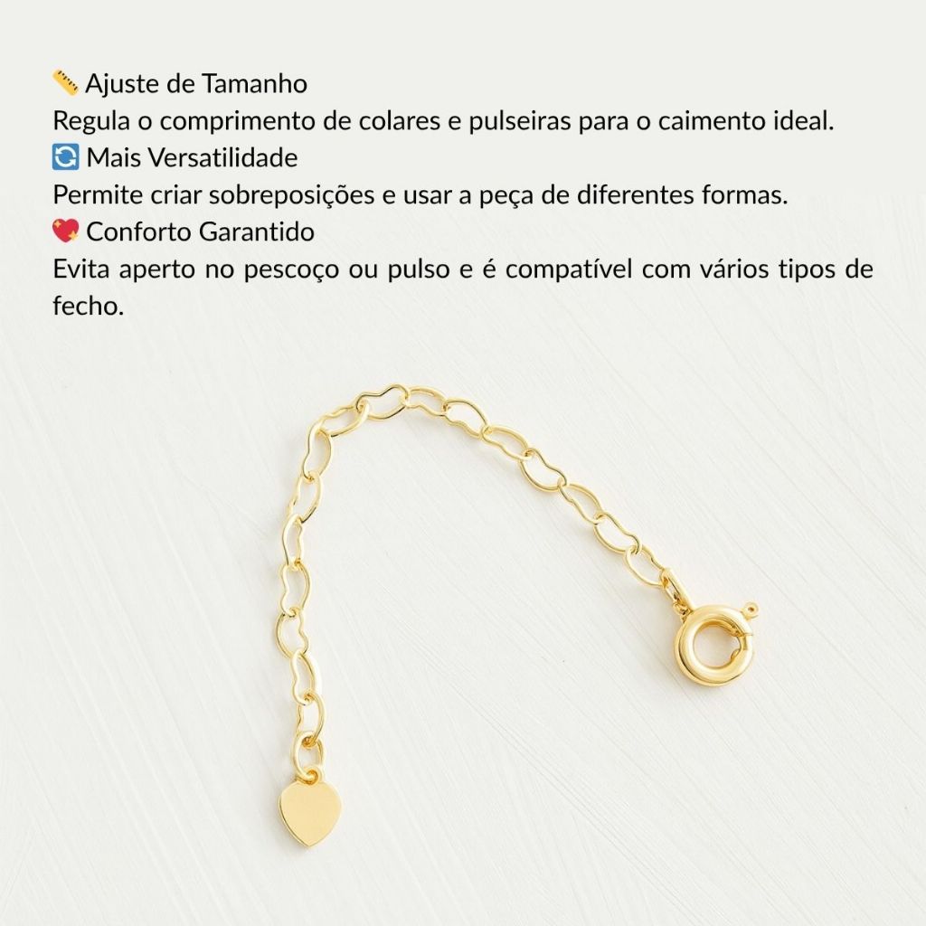 Extensor para Colar ou Pulseira 5cm Banhado a ouro 18k Alargador em Oferta na Shopee