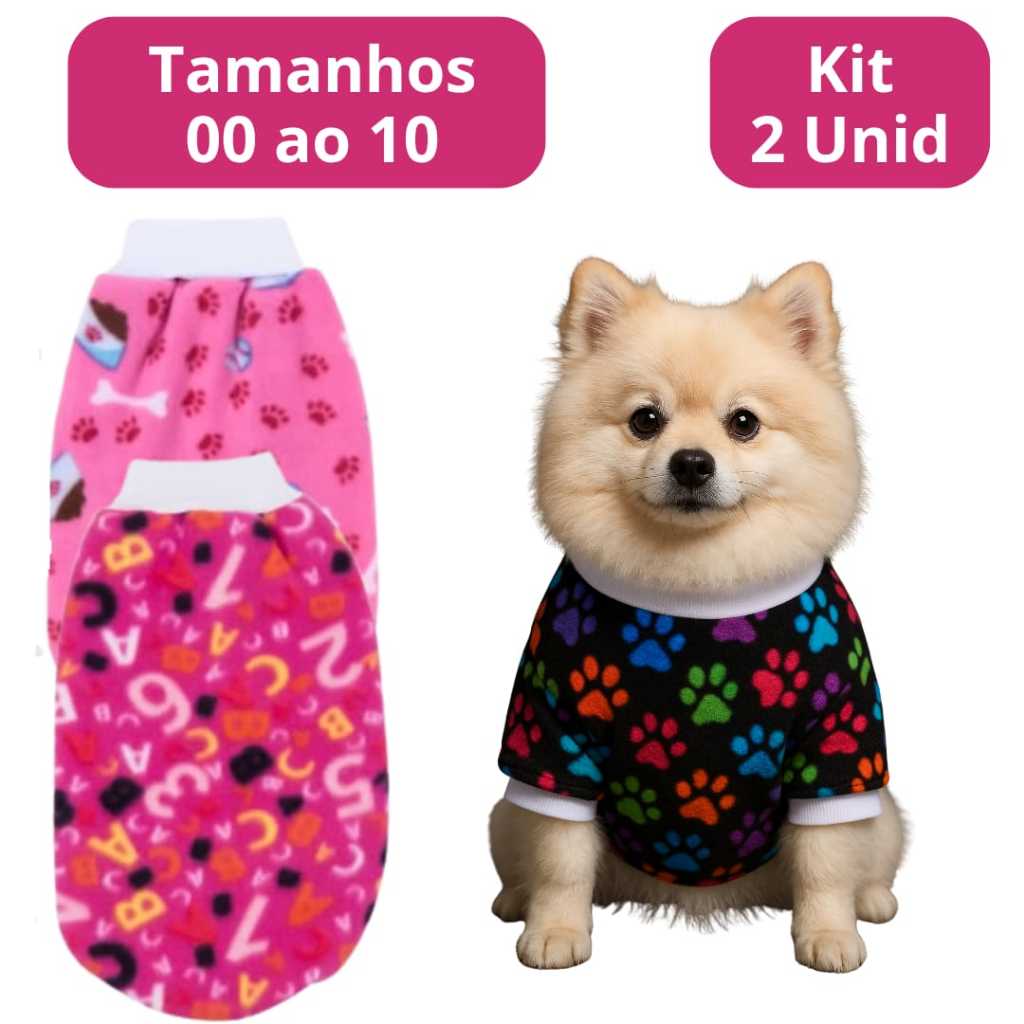Kit 2 Unidades Roupinha Soft Inverno Para Cachorro do tamanho 00 ao 10 Pequeno, Médio e Grande Porte