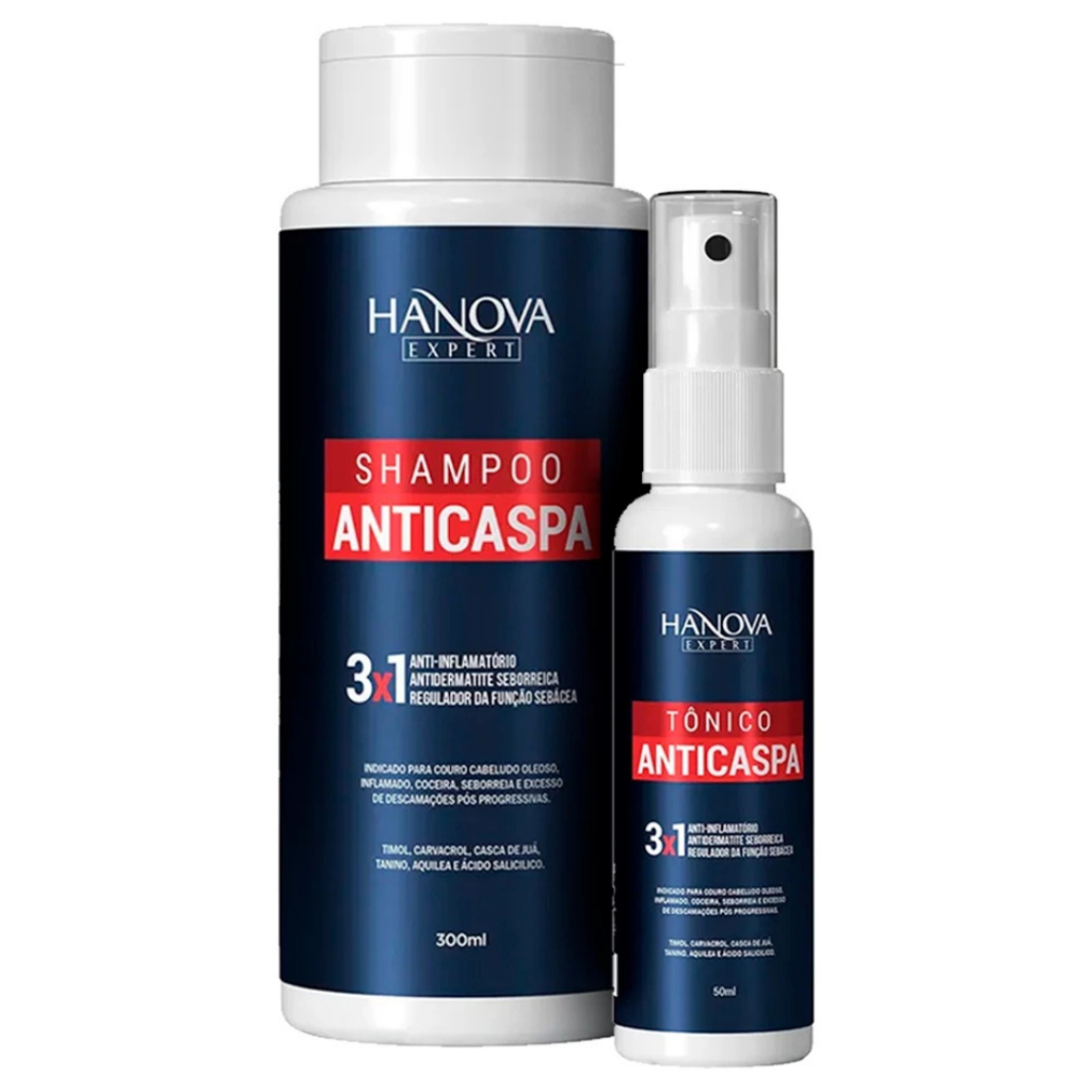 Kit Shampoo 300ml + Tônico Anticaspa Hanova Expert 50ml (2 Produtos)
