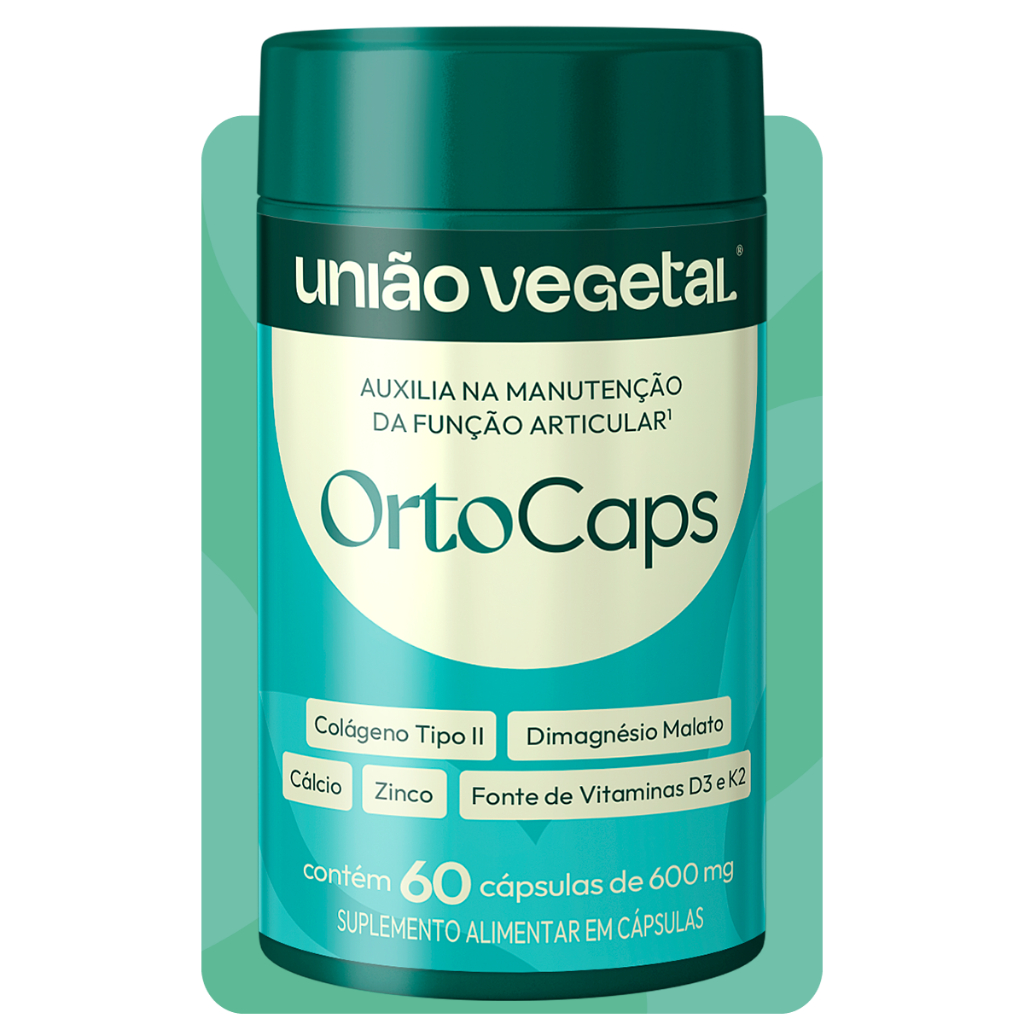 OrtoCaps 600mg - Colágeno Tipo II Magnésio Vitamina D3 Cálcio Zinco - 60 Cáps - Ossos e Articulação