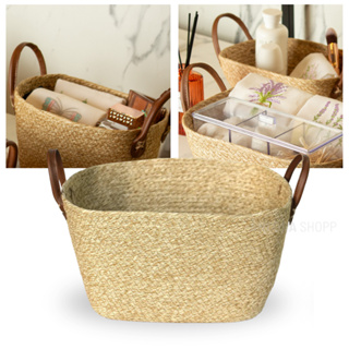 Cesto Organizador de Fibra Natural Mocca com Alça 30cm Organização Decoração Roupas e Lavanderia em Oferta na Shopee