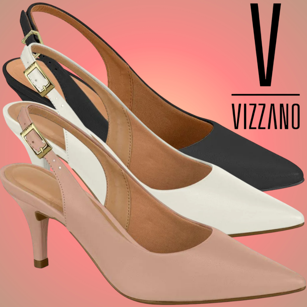 Sapato Scarpin Feminino Vizzano Salto Baixo Aberto Salto Fino Bico Fino Original em Oferta na Shopee