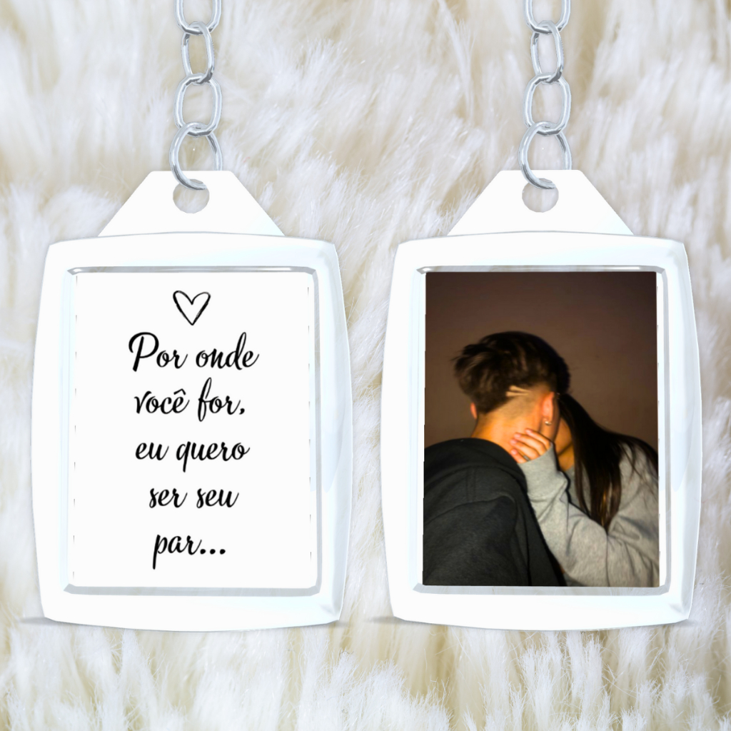 Chaveiro Personalizado Frente e Verso Presente Namoro Casal Lembrancinha Frase
