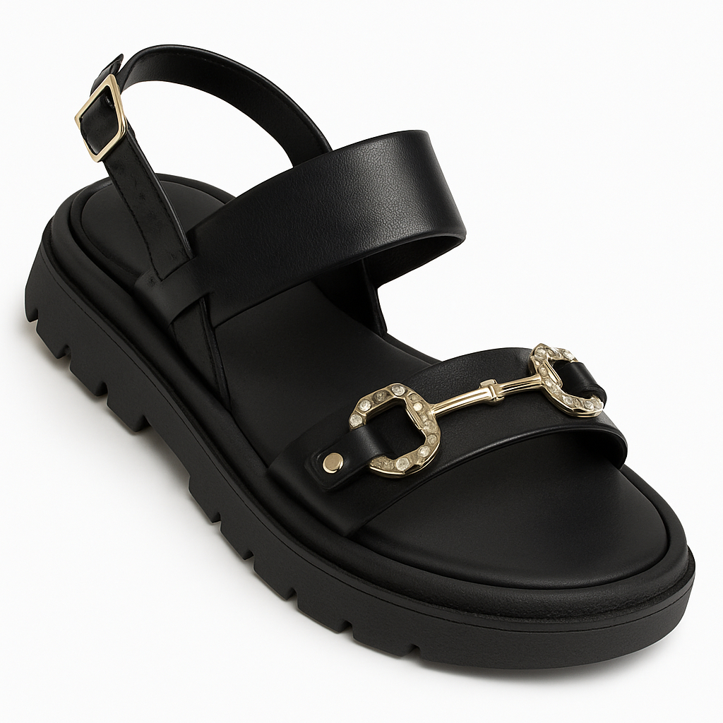 Sandália Feminina Moleca Papete Flat Tratorada 5504-107 - Women Shoes
