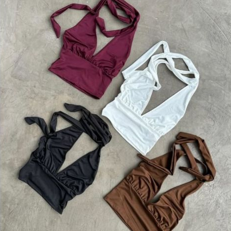 blusa feminina tendência Frente Unica CROPPED DE AMARRAÇÃO no pescoço suplex Moda Gringa estiloso... em Oferta na Shopee