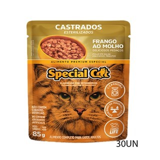 Detalhes do KIT 30 Ração Special Cat Sache Gatos Castrados Frango 85g