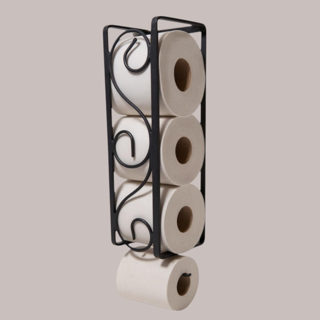 Suporte Papel Higienico Parede Estilo Industrial 4 Rolos Preto