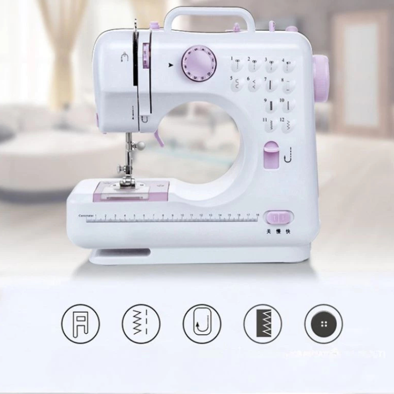 Mini Máquina De Costura Portátil Doméstica Multifuncional Composta de 12 Pontos Versátil - Bivolt