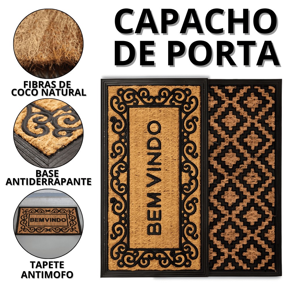 Capacho De Porta Fibra De Coco Tapete Entrada Casa Antiderrapante Tapetes Decorativos Seja Bem Vindo em Oferta na Shopee